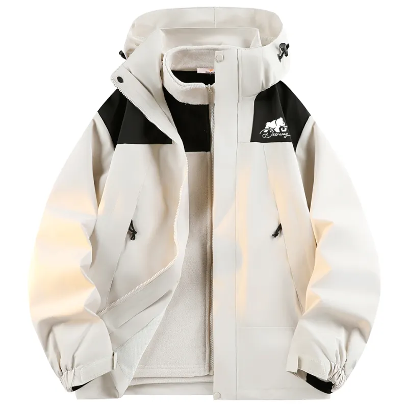 DEERWAY Travel fashionable sports removable liner outside climbing for camping for leisure with hood, keep warm waterproof windproof jacket for men and women, with your logo imprint, oversize, three-in-one