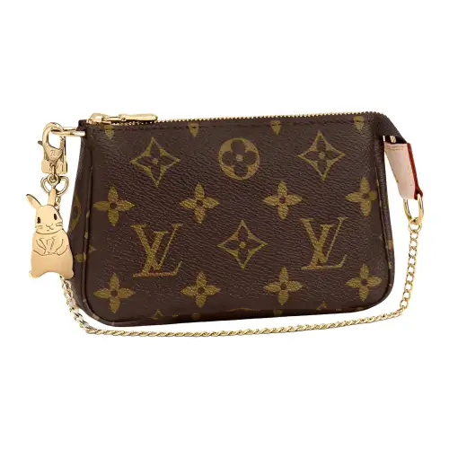 LOUIS VUITTON POCHETTE ACCESSOIRES Coated Canvas With Leather Handbag, Shoulder Bag Mini Women's Brown