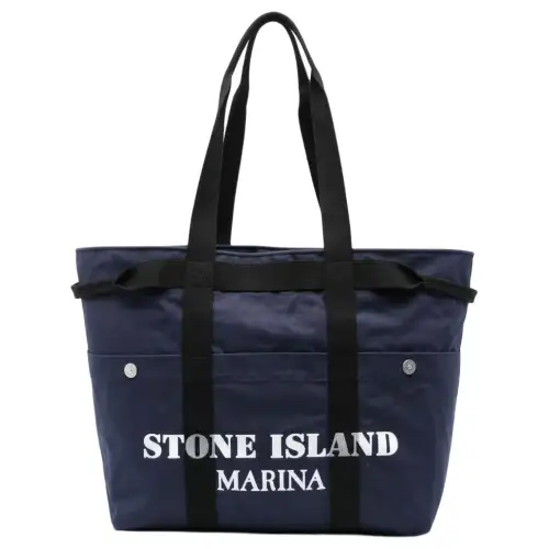 STONE ISLAND Marina Coated Canvas Shoulder Bag Men's Blue