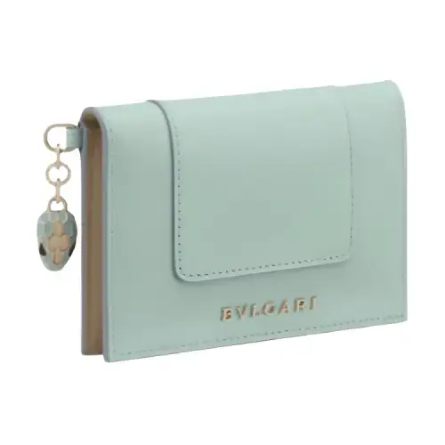 BVLGARI Serpenti Forever Series Calfskin Card Holder Regular Women's Light Blue