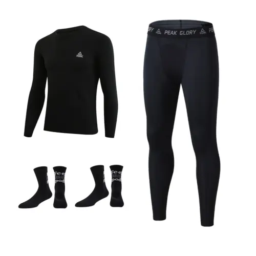Fleece quick dry sports keep warm underwear for training, set for gym, men's style