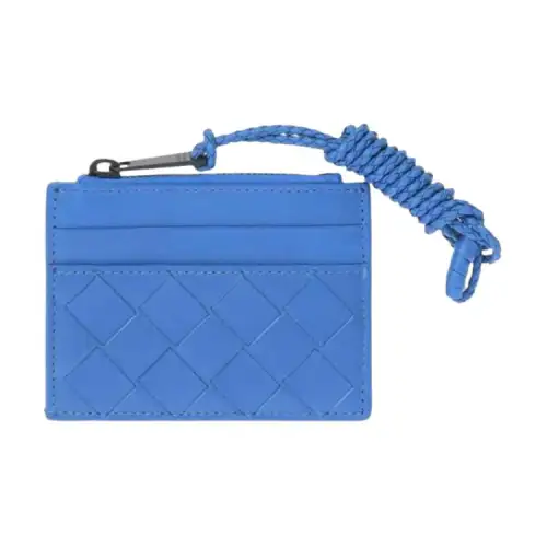 Bottega Veneta Cow Leather Card Holder Men's Blue