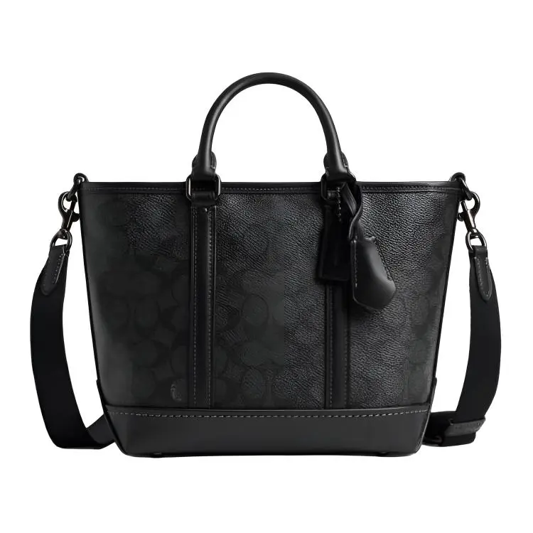 COACH Metropolitan Signature Coated Canvas With Refined Calfskin Tote Bag, Shopping Bag, Shoulder Bag, Handbag Small
