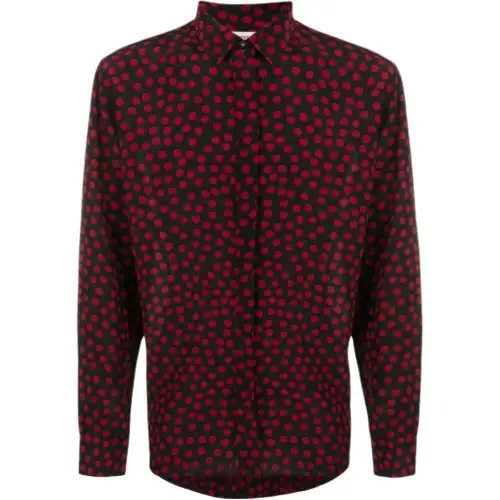 SAINT LAURENT Shirts Men's Black Red Lapel Moderate Other