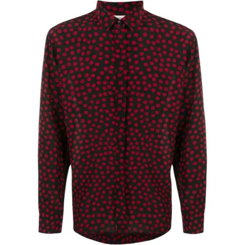 SAINT LAURENT Shirts Men's Black Red Lapel Moderate Other