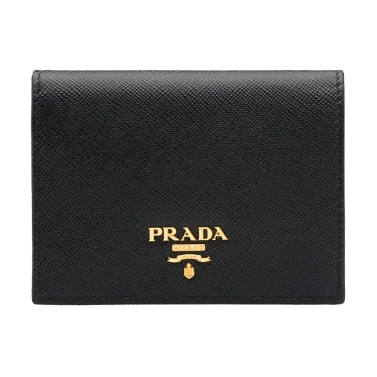 PRADA Leather Wallet Small Women's Black