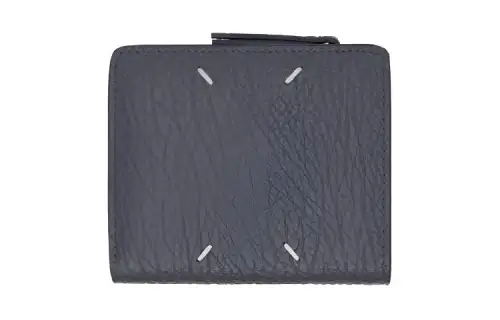 Maison Margiela Grain Calfskin Wallet Women's Gray Blue