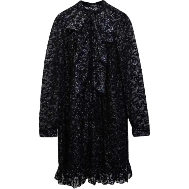 Женское платье Chanel Кружевное (черное)