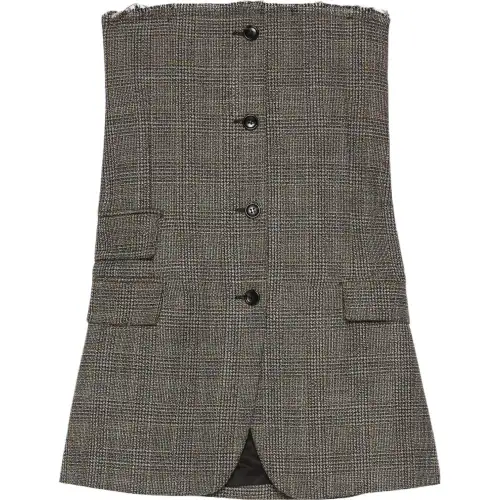 GUCCI Check Buttoned Sleeveless Dress