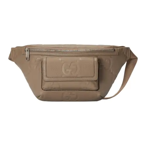 GUCCI Jumbo GG Leather Fanny Pack Men's Taupe