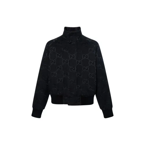 GUCCI Jackets Men's Black Stand Collar Moderate Other
