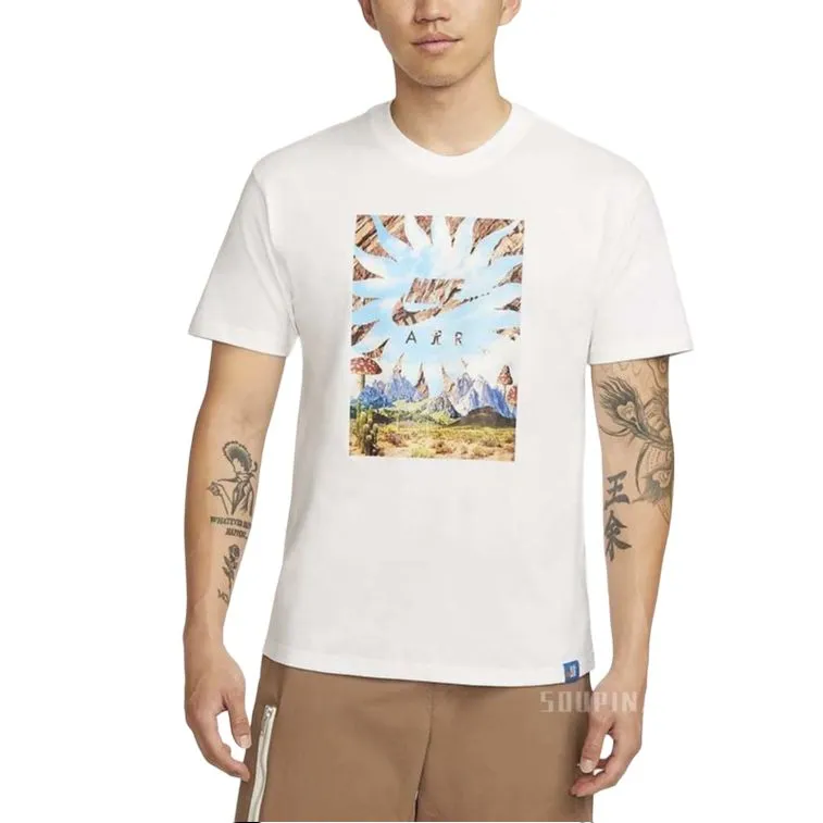 Nike T-Shirts Men's White Crew Neck Moderate Straight Fit