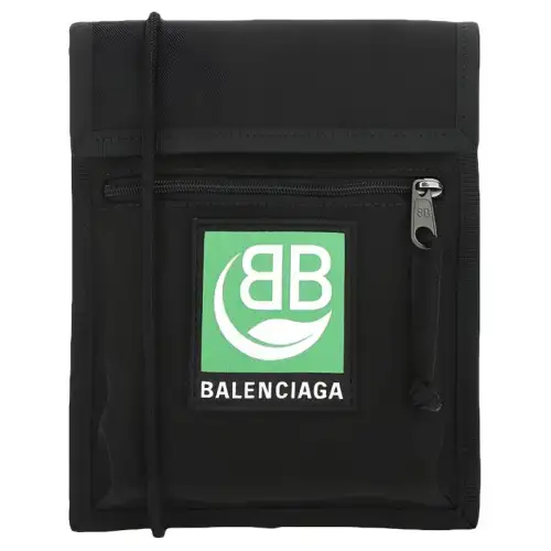 Balenciaga Zip Closure Decoration Nylon Shoulder Bag, Crossbody Bag Men's Black