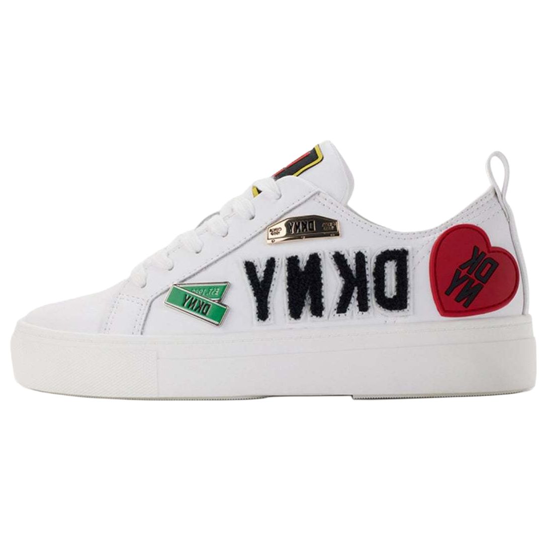 DKNY Кожаная обувь Tang Kanaer COREEN CITY с круглым носком. со шнурками Низкая банда панель обувь женский белый