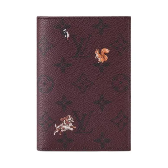 LOUIS VUITTON Monogram Forest Coated Canvas Passport Holder Men's Burgundy