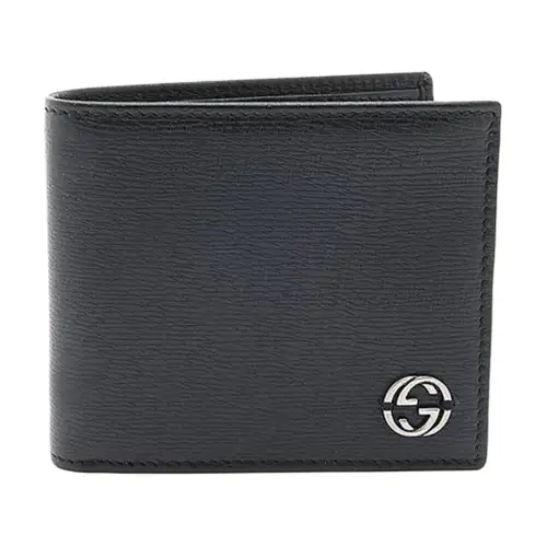 GUCCI Cow Leather Wallet Men's Black