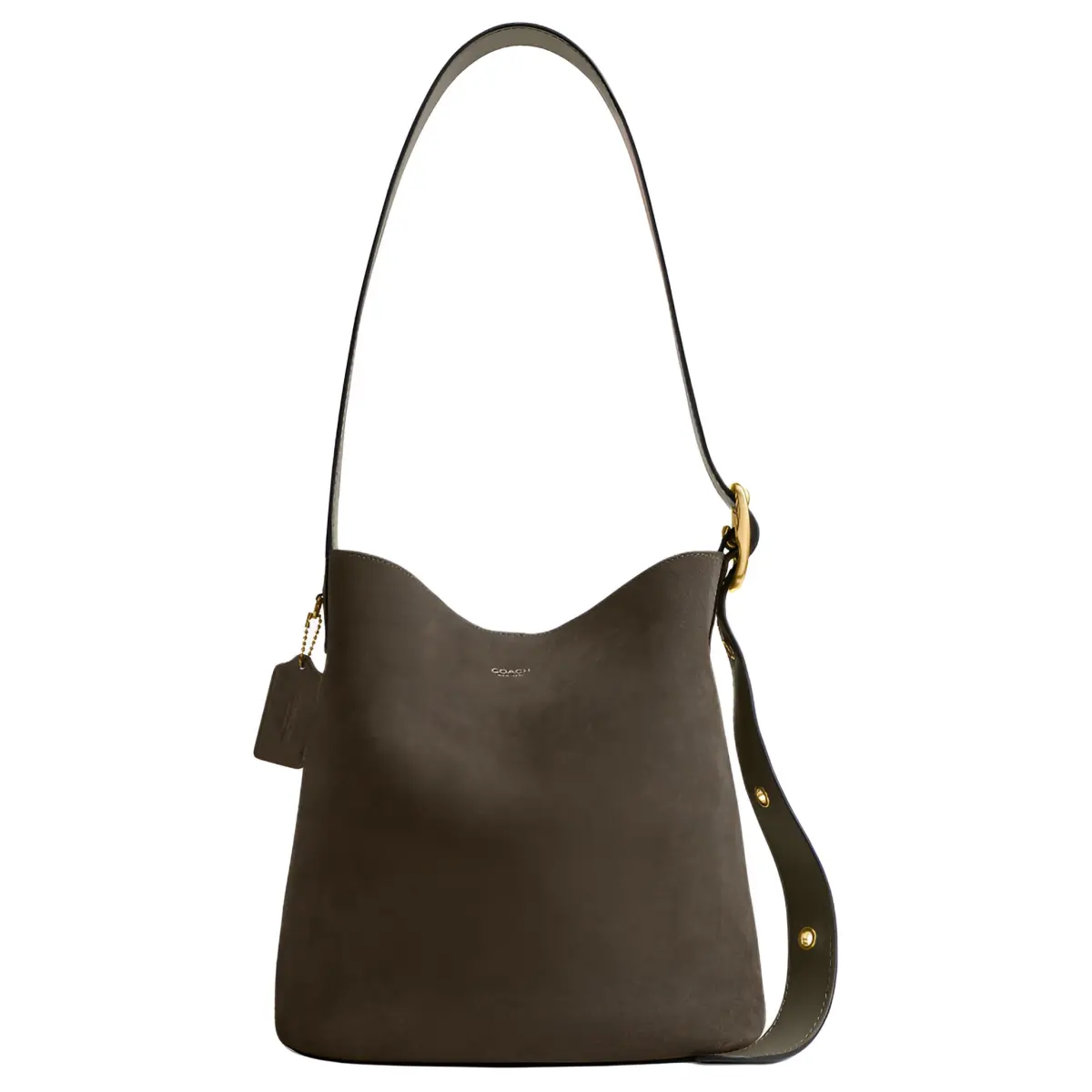 COACH Bleecker Cow Leather Bucket Bag, Shoulder Bag Large Women's Olive Green