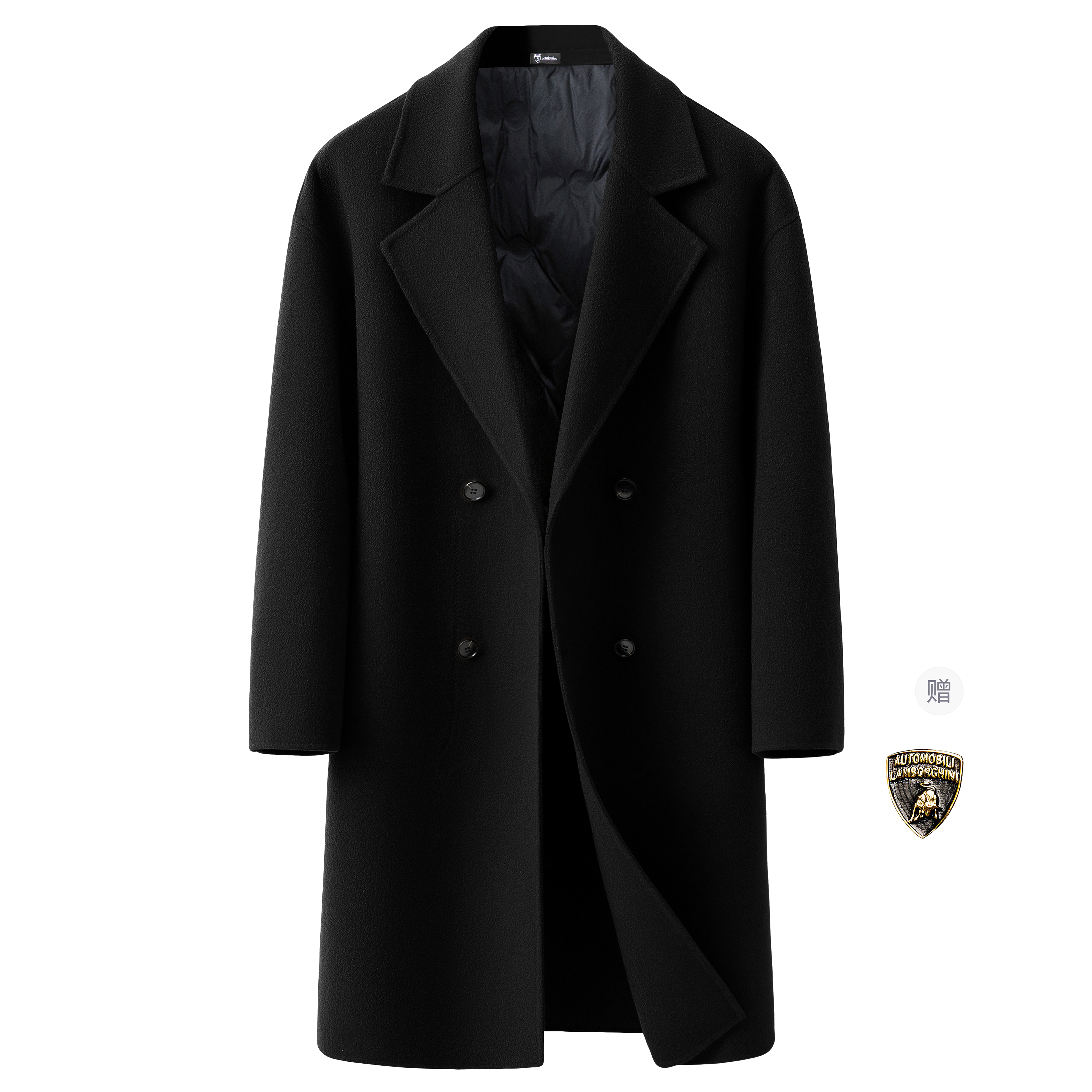 Lamborghini, velvet removable trend high quality minimalistic winter long double-sided woolen liner for men and women, duck down, British style, mid-length