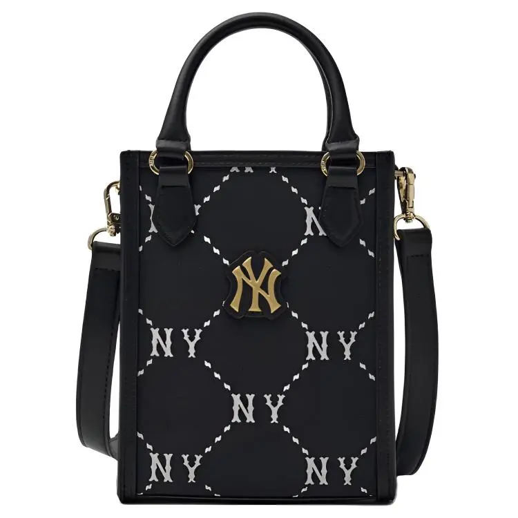 MLB Diamond Monogram Polyester Tote Bag, Shopping Bag, Shoulder Bag, Crossbody Bag, Handbag Mini Women's Black