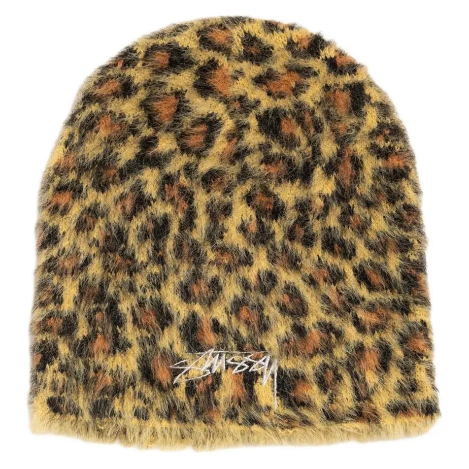 Stussy leopard beanie hat