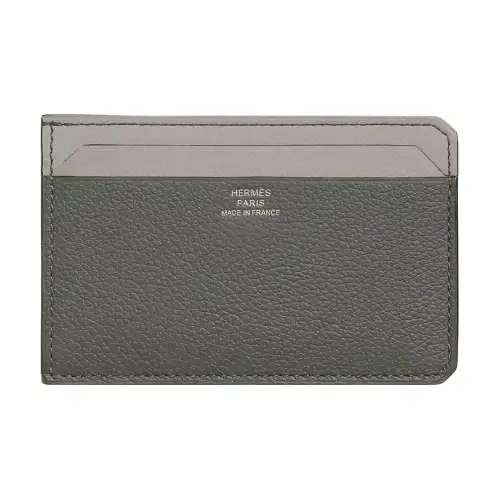 HERMES City Evercolor Leather Card Holder Men's Mayer Gray & Midnight Blue
