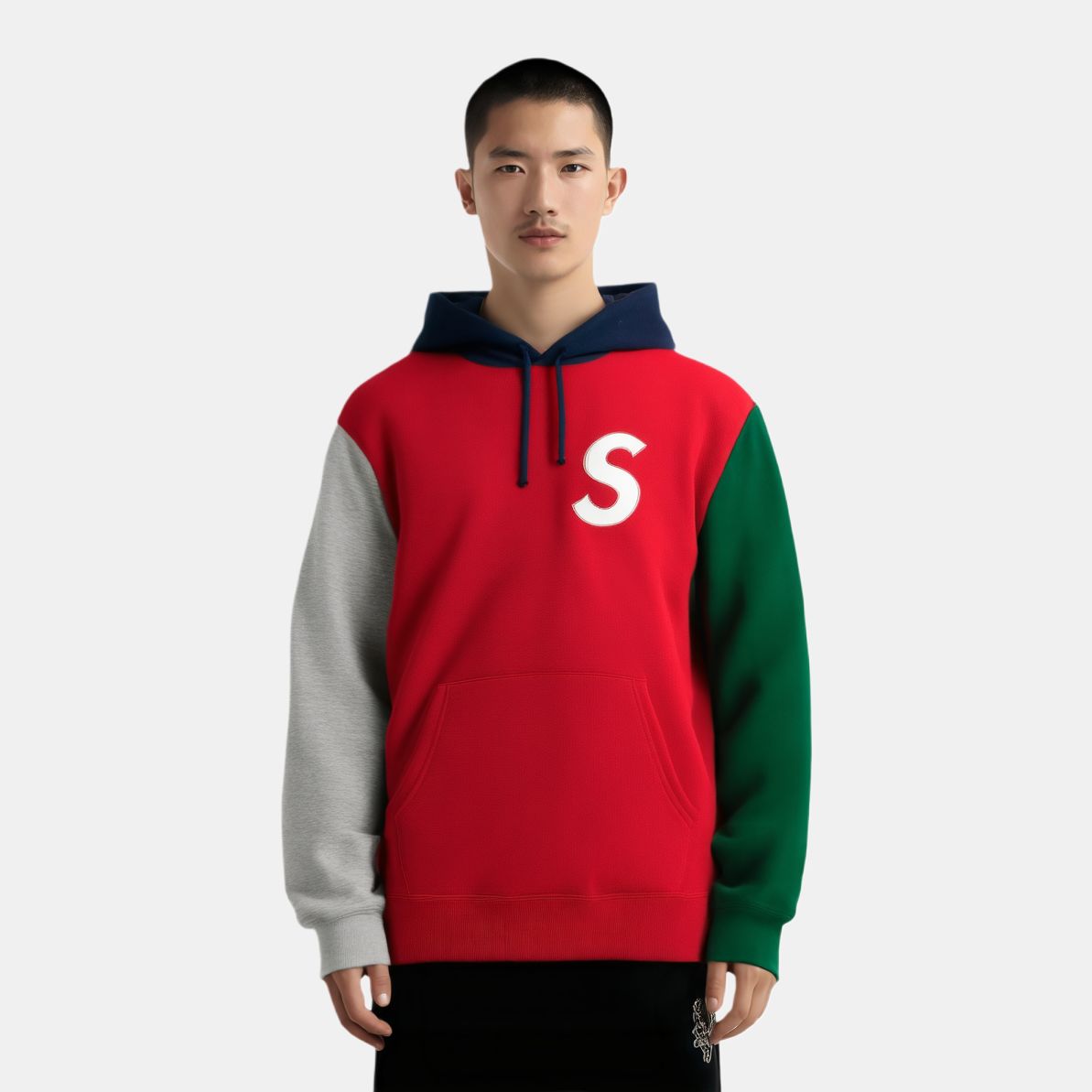 Худи Supreme SS19 S Logo Colorblocked Hooded Sweatshirt Red (красный) — фото 3