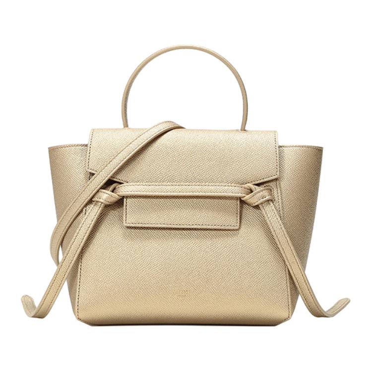 CELINE Belt Grained Calfskin Shoulder Bag, Crossbody Bag Medium Women's