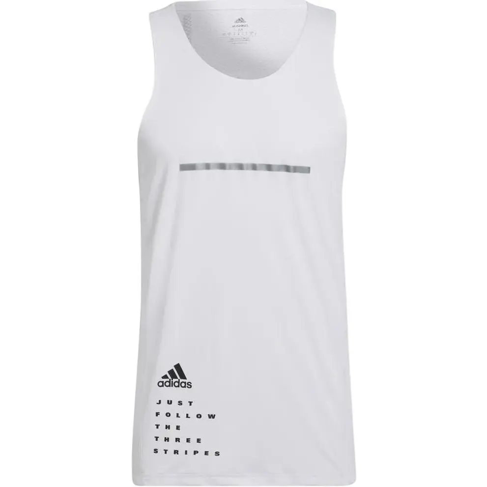 Adidas Tank Tops Men's White Crew Neck Moderate Straight Fit