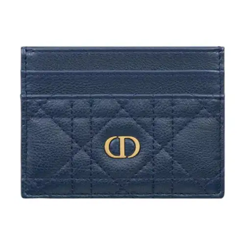 DIOR Caro Soft Cow Leather Card Holder Card Holder Women's Deep Sea Blue