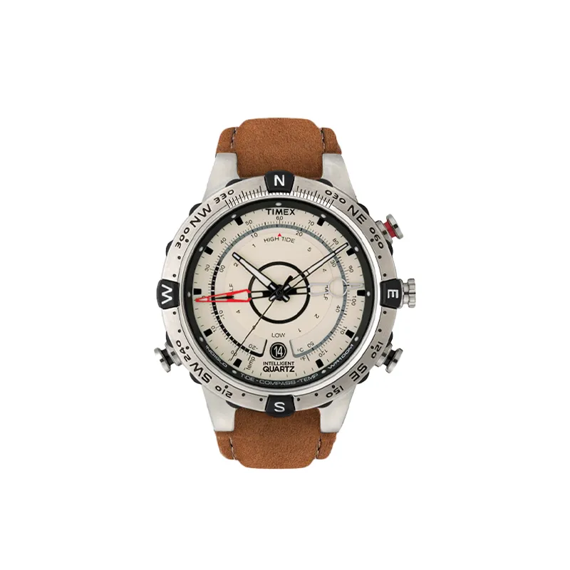 TIMEX Expedition Collection Explorer Wrist Watches Quartz Movement Leather Strap 45mm White Dial Men's Watches