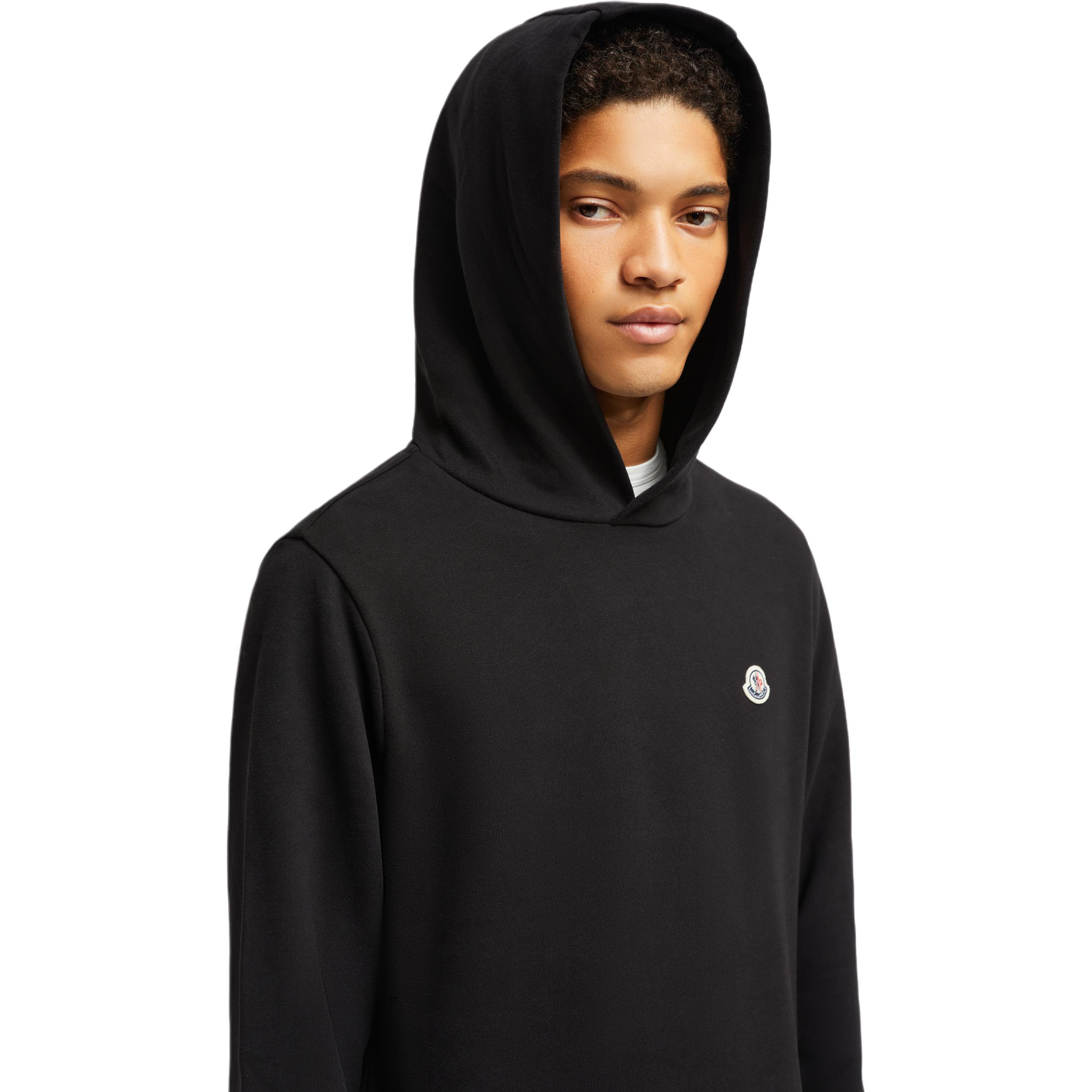 Мужское худи Moncler с логотипом (черное) — Черный — фото 5