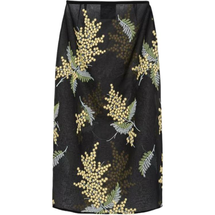 PRADA Floral-embroidered Midi Skirt