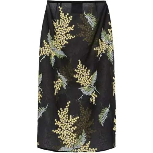 PRADA Floral-embroidered Midi Skirt