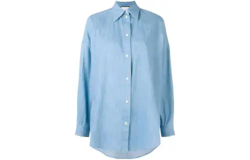 GUCCI Shirts Women's Blue Pointed Collar Moderate Other