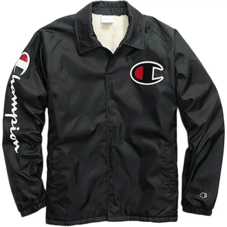 Champion RW High End Armgrass Written Faux Sherpa Fleece Lined Single Breasted Velvet feel Coat US Version Unisex Black