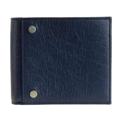 Balenciaga Leather Wallet Men's Marine Blue