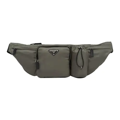 PRADA Recycled Nylon With Leather Fanny Pack Men's Forest Green