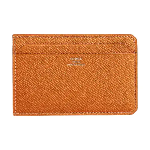 HERMES City Epsom Calfskin Card Holder Unisex I9 Abricot Apricot
