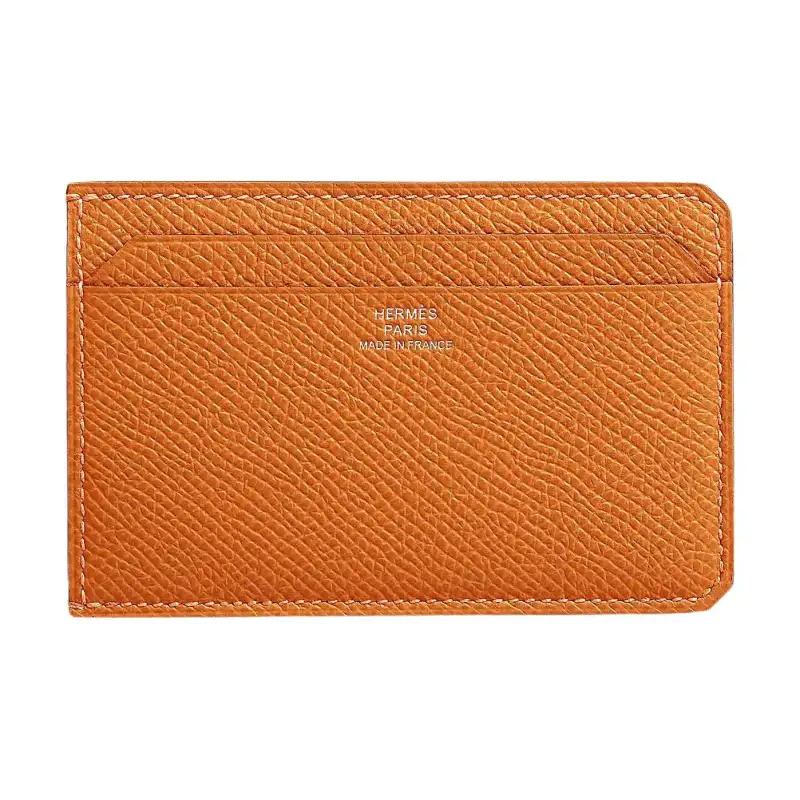 HERMES City Epsom Calfskin Card Holder Unisex I9 Abricot Apricot