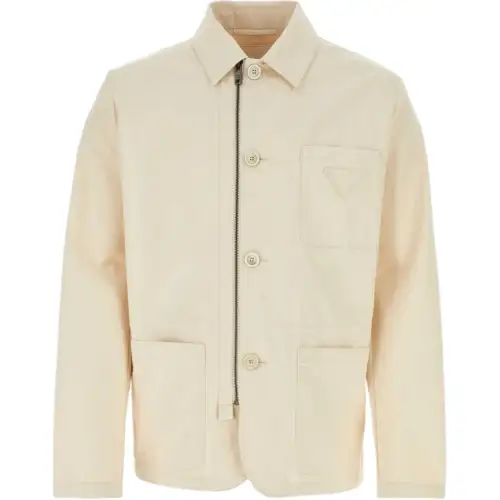 Prada herringbone cotton shirt jacket