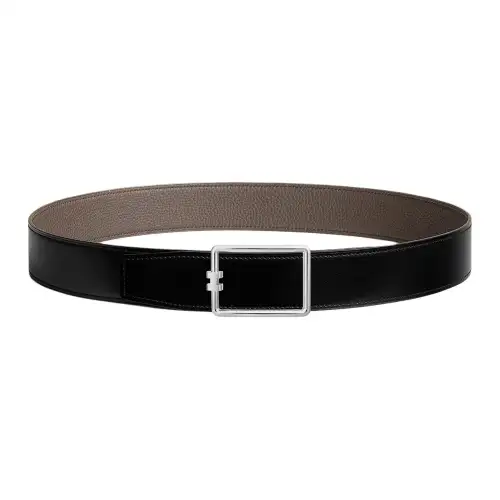 HERMES Tube H Calfskin Leather Belts Men's Width 3.8cm