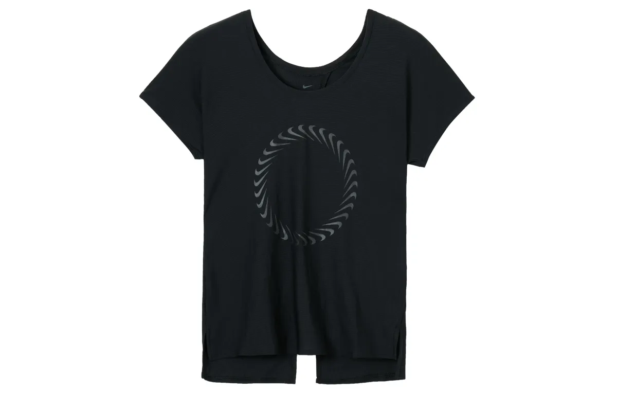Nike T-Shirts Women's Black Crew Neck Moderate Straight Fit