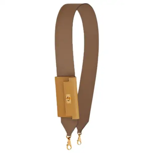 HERMES Kelly Pocket Adjustable Swift And Epsom Calfskin Bag Straps Women's Brown Multicolor