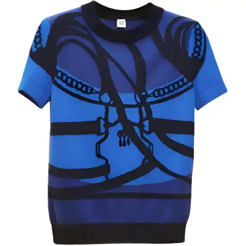 HERMES Cashmere Sweaters Women's Blue Crew Neck Moderate
