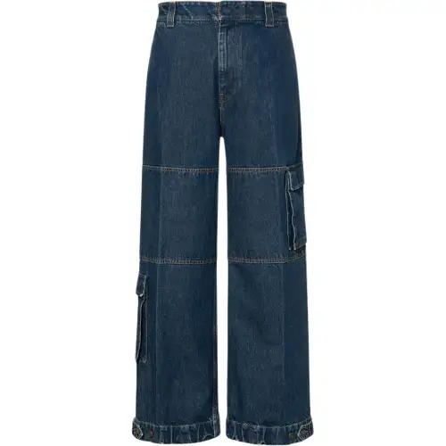 GUCCI Contrast Stitched Wide Leg Jeans