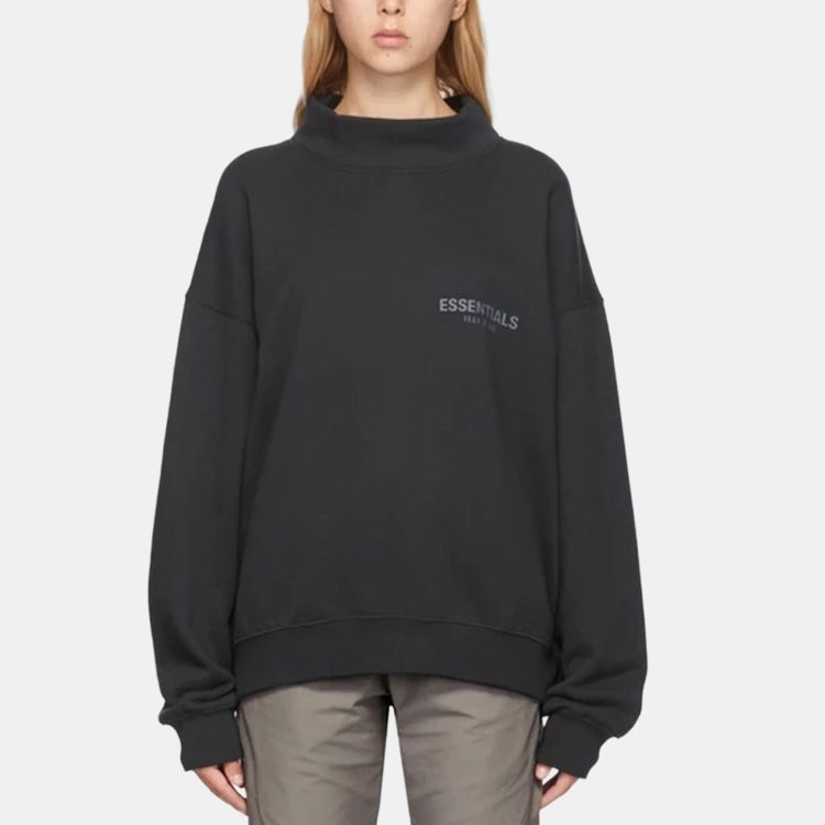 Худи Fear of God Essentials SS20 Black Mock Neck Sweatshirt (черный) — фото 3