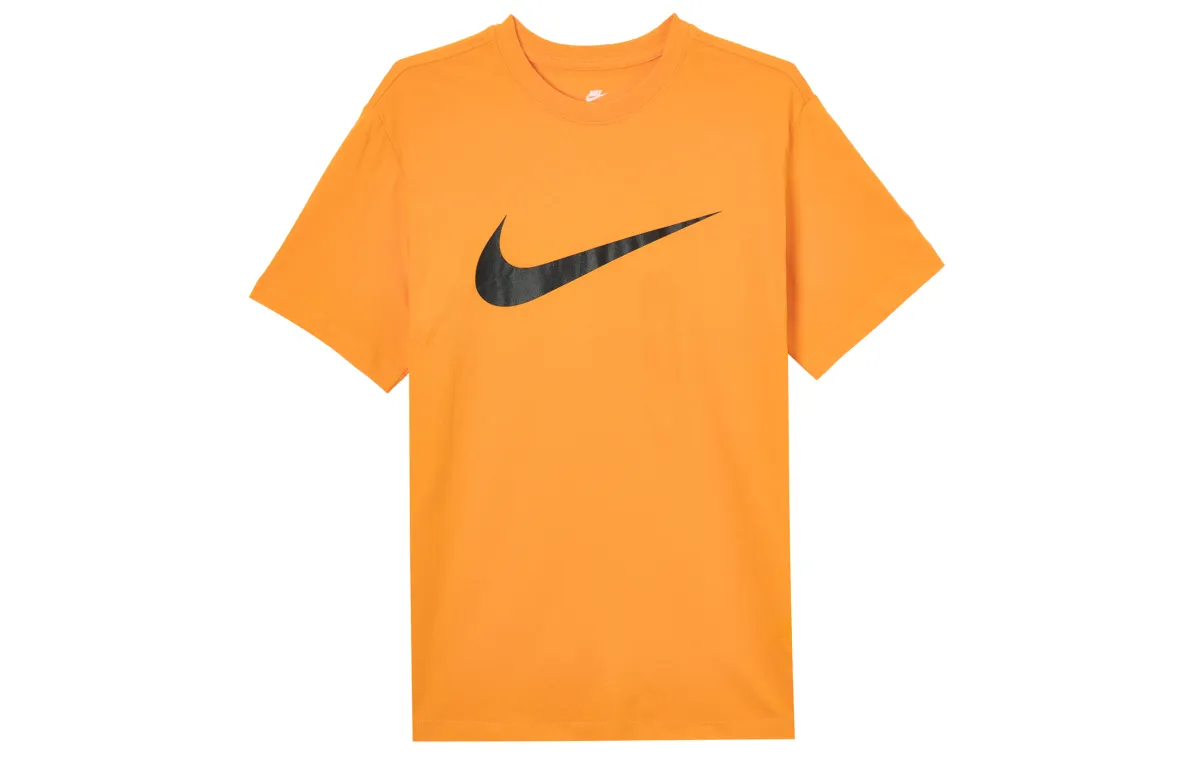 Nike T-Shirts Men's Orange Crew Neck Moderate Straight Fit
