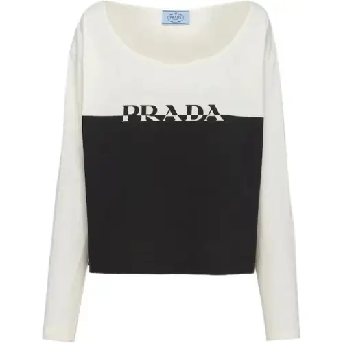 PRADA T Shirts Women's Black Crew Neck Moderate Straight Fit