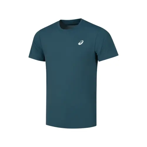 ASICS T Shirts Men's Blue Crew Neck Moderate