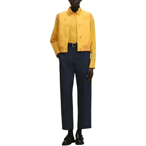 HERMES Vests Women's Beige Mosa Yellow Stand Collar Moderate Other